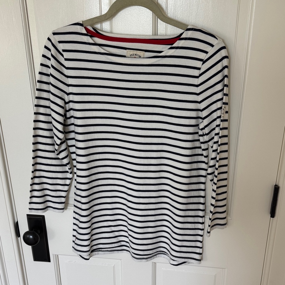 Joules Boatneck Top - White & Navy
